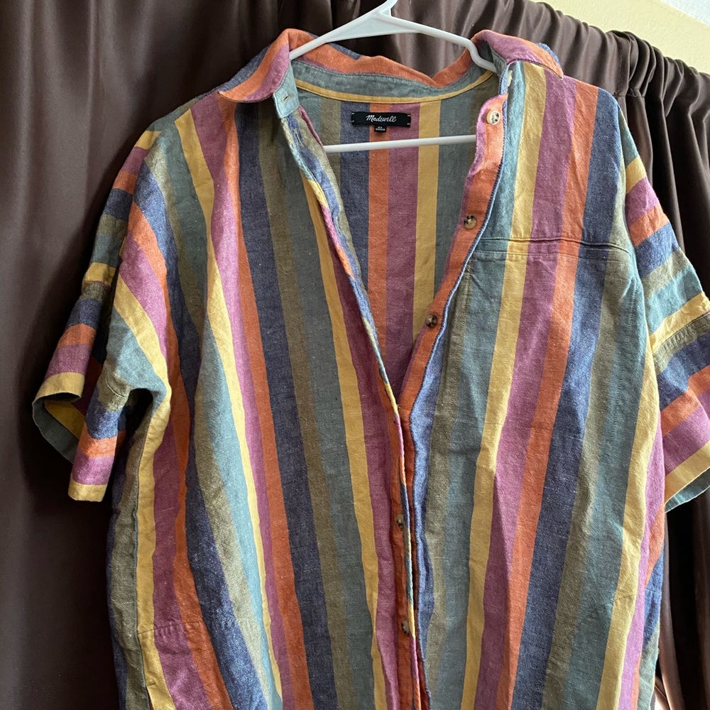 Made well rainbow oversized button up dress